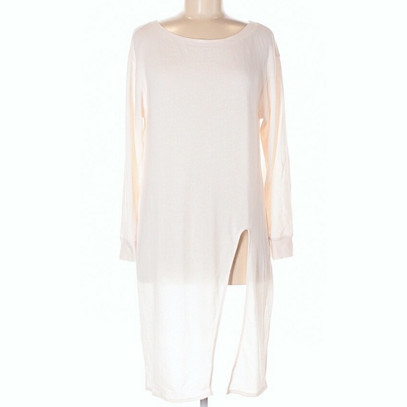 Hinge High Low Slit Sweatshirt Blush Ivory S - Picture 4 of 5